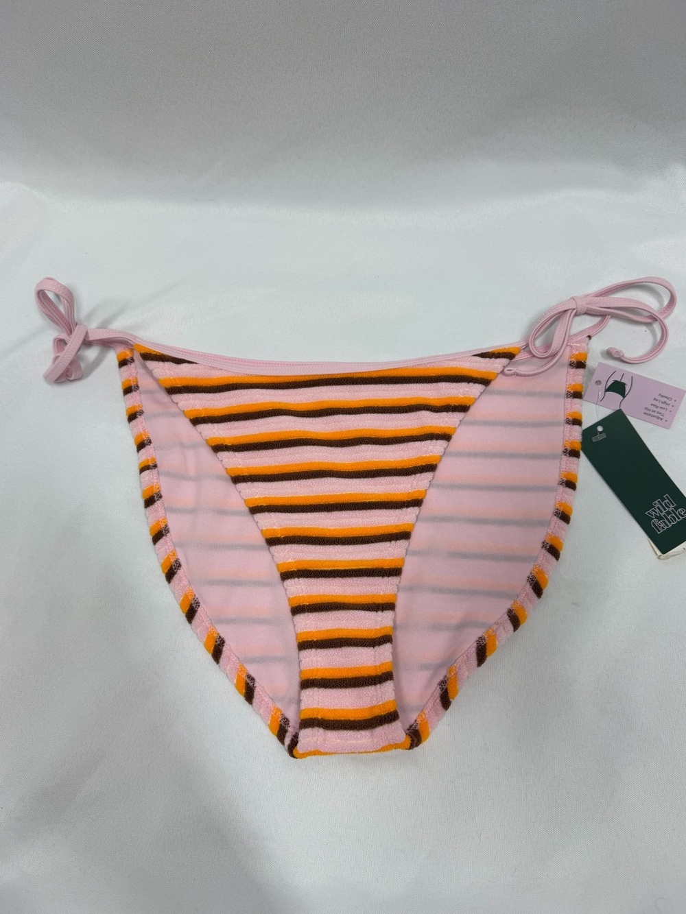 NWT Wild Fable | Striped Swim Bottoms Pink Orange Cheeky Women's Size Large